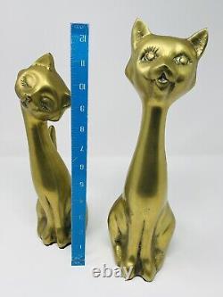 2 Vintage MCM Art Deco Brass Cat Sculptures Statues Figurines 12