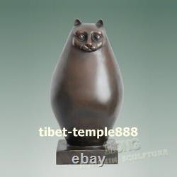 31 cm Western art deco bronze Marble obesity Fat cat Abstract Animal sculpture
