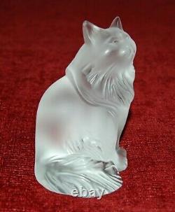 $340 LALIQUE Crystal Frosted HEGGIE CAT Persian Kitty Figurine Signed NEW IN BOX