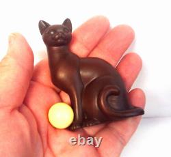 3 Miniature Franklin Mint Curio Cabinet Art Deco Bronze Cat with Ball