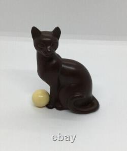 3 Miniature Franklin Mint Curio Cabinet Art Deco Bronze Cat with Ball