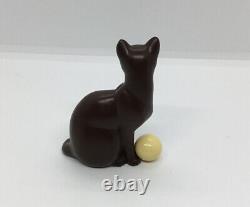 3 Miniature Franklin Mint Curio Cabinet Art Deco Bronze Cat with Ball