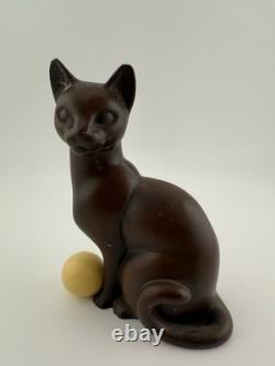 3 Miniature Franklin Mint Curio Cabinet Art Deco Bronze Cat with Ball