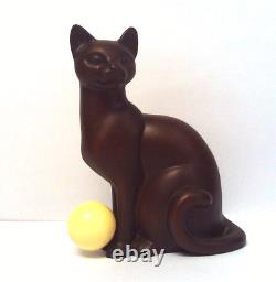 3 Miniature Franklin Mint Curio Cabinet Art Deco Bronze Cat with Ball