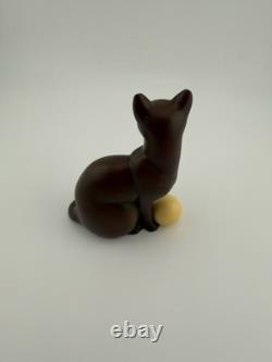 3 Miniature Franklin Mint Curio Cabinet Art Deco Bronze Cat with Ball