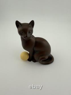 3 Miniature Franklin Mint Curio Cabinet Art Deco Bronze Cat with Ball
