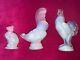 3 Sabino France Art Glass Opalescent Rooster Hen & Cat Figurine Original Label