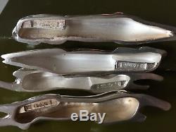 4 Christofle Gallia dog cat silver plate Animal Knives rest Art Deco Sandoz