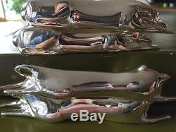 4 Christofle Gallia dog cat silver plate Animal Knives rest Art Deco Sandoz