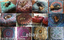 5 PC Wholesale Lot Square Floor Pillow Ottoman Pouf Indian Mandala Dog / Cat Bed