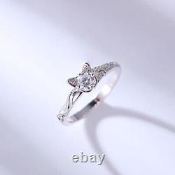5 mm Dazzling White Round Stone Art Deco Cat Alternative Engagement Bridal Ring