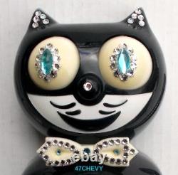 80s BLACK ELECTRIC-KIT CAT KLOCK-KAT CLOCK-WithCUSTOM BLUE EYES-VINTAGE-WORKS- USA