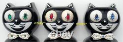 80s BLACK ELECTRIC-KIT CAT KLOCK-KAT CLOCK-WithCUSTOM BLUE EYES-VINTAGE-WORKS- USA