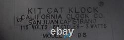 80s BLACK ELECTRIC-KIT CAT KLOCK-KAT CLOCK-WithCUSTOM BLUE EYES-VINTAGE-WORKS- USA