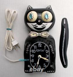 80s BLACK ELECTRIC-KIT CAT KLOCK-KAT CLOCK-WithCUSTOM BLUE EYES-VINTAGE-WORKS- USA