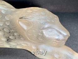 AMAZING Lalique Large ZEILA Panther Cat Sculpture Gold Luster Crystal