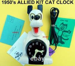 ANTIQUE-1950s ALLIED PLUTO-VINTAGE-KIT CAT KLOCK-KAT CLOCK-ELECTRIC-WALT DISNEY