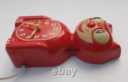 ANTIQUE 40's RED-ALLIED-ELECTRIC-ORIGINAL-KIT CAT KLOCK-KAT CLOCK-VINTAGE-WORKS