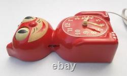 ANTIQUE 40's RED-ALLIED-ELECTRIC-ORIGINAL-KIT CAT KLOCK-KAT CLOCK-VINTAGE-WORKS