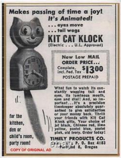 ANTIQUE 40's RED-ALLIED-ELECTRIC-ORIGINAL-KIT CAT KLOCK-KAT CLOCK-VINTAGE-WORKS