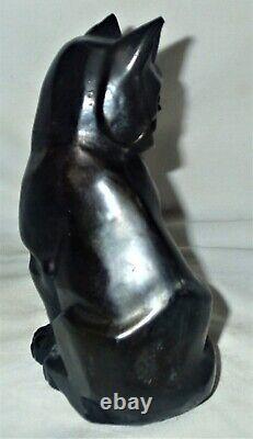 ANTIQUE c. 1929 U. M. W. ART DECO CUBIST STYLE METAL CAT STATUE SCULPTURE BOOKEND