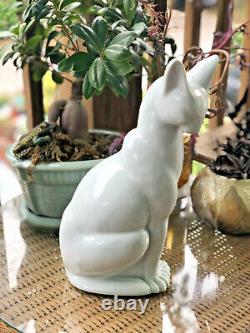 ART DECO CAT Hirado Mikawachi ware CELADON GLAZE OKIMONO 12 STATUE POTTERY