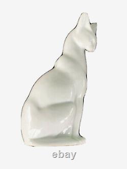 ART DECO CAT Hirado Mikawachi ware CELADON GLAZE OKIMONO 12 STATUE POTTERY