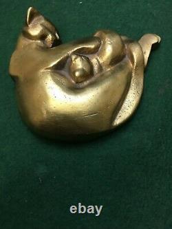 ART DECO CAT, SIGNED BRONZE STATUE IRIS COOKE RARE 1.3kg