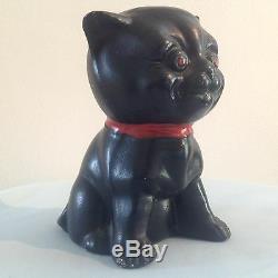 ART DECO LOUIS WAIN STYLE POTTERY SMILING BLACK CAT 1920's 30's