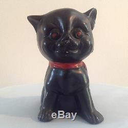 ART DECO LOUIS WAIN STYLE POTTERY SMILING BLACK CAT 1920's 30's