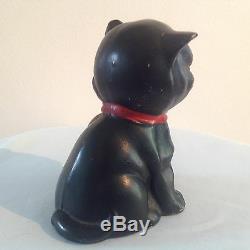 ART DECO LOUIS WAIN STYLE POTTERY SMILING BLACK CAT 1920's 30's