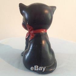 ART DECO LOUIS WAIN STYLE POTTERY SMILING BLACK CAT 1920's 30's