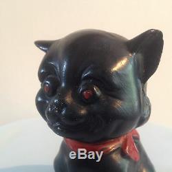 ART DECO LOUIS WAIN STYLE POTTERY SMILING BLACK CAT 1920's 30's