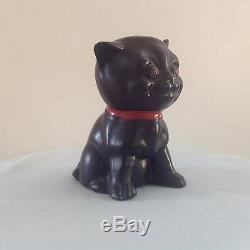 ART DECO LOUIS WAIN STYLE POTTERY SMILING BLACK CAT 1920's 30's