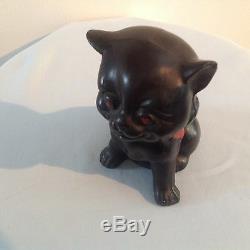 ART DECO LOUIS WAIN STYLE POTTERY SMILING BLACK CAT 1920's 30's