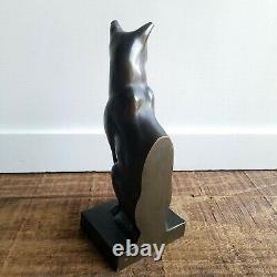 ART DECO Siamese Cat Bookend Bronzed Metal Cubist Style Statue Mid Century