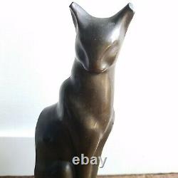 ART DECO Siamese Cat Bookend Bronzed Metal Cubist Style Statue Mid Century