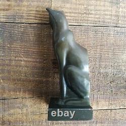 ART DECO Siamese Cat Bookend Bronzed Metal Cubist Style Statue Mid Century