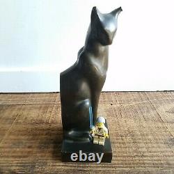 ART DECO Siamese Cat Bookend Bronzed Metal Cubist Style Statue Mid Century