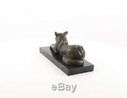 A Modernist Bronze Sculpture Of A Reclining Cat Genuine Hot Cast Pure Bronze