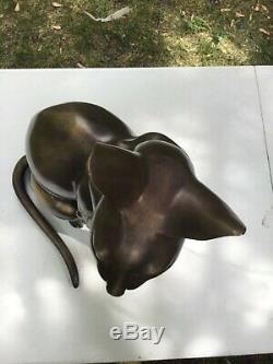 A. Toit, signed Big Cat Collector Bronze Decor Statue Art Deco 24 inches tall
