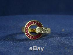 Absolutely Stunning Guy Laroche Ruby Diamond Ring, French Eagle Hallmark, Size O