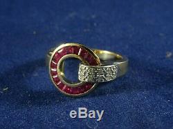 Absolutely Stunning Guy Laroche Ruby Diamond Ring, French Eagle Hallmark, Size O