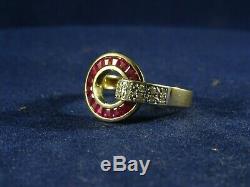 Absolutely Stunning Guy Laroche Ruby Diamond Ring, French Eagle Hallmark, Size O