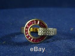 Absolutely Stunning Guy Laroche Ruby Diamond Ring, French Eagle Hallmark, Size O