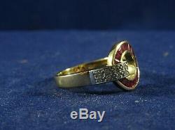 Absolutely Stunning Guy Laroche Ruby Diamond Ring, French Eagle Hallmark, Size O