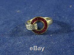 Absolutely Stunning Guy Laroche Ruby Diamond Ring, French Eagle Hallmark, Size O