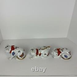 Action Porcelain Cat Figurines Hand Painted Colorful Butterflies/Bow Lot 3 Japan