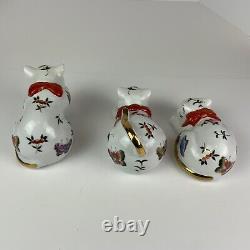 Action Porcelain Cat Figurines Hand Painted Colorful Butterflies/Bow Lot 3 Japan