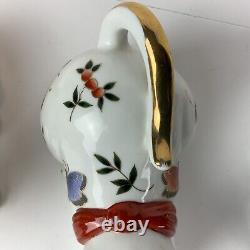 Action Porcelain Cat Figurines Hand Painted Colorful Butterflies/Bow Lot 3 Japan